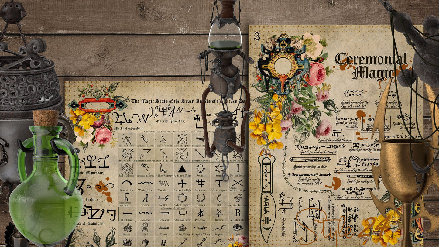 Book of Shadows No 2 Printable pages of Signs Symbols Ceremonial Magic Magical Spiritual Symbolism Printable BOS Sheets Wiccan DIY