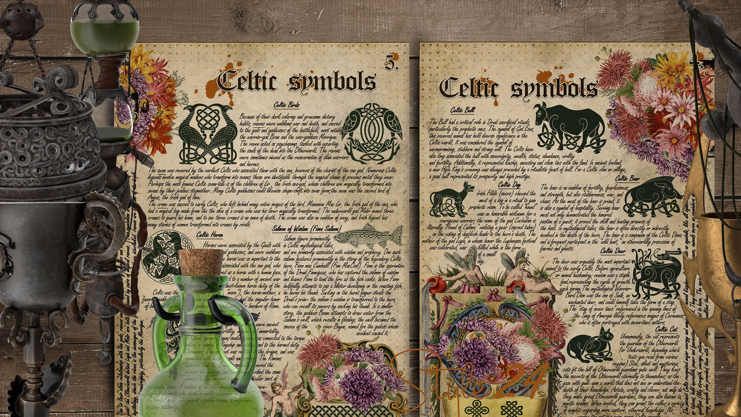 Book of Shadows No 5 Printable pages of Signs Symbols Celtic Spiritual Symbolism Printable BOS Wiccan Witchcraft Druid Symbols