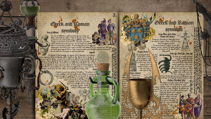 Book of Shadows no 9  Printable pages of Signs Symbols Greek and Roman Spiritual Symbolism Printable Book of Shadows Wiccan Witchcraft Ancient Signs