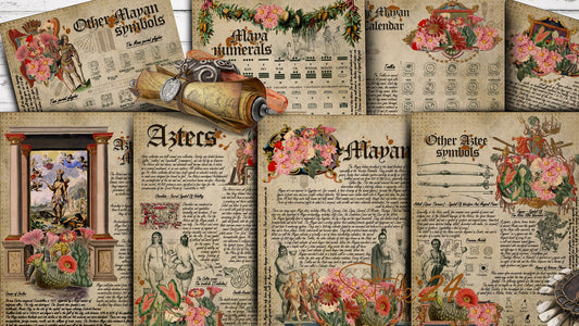 Book of Shadows No 6 Printable pages of Signs Symbols Aztec and Mayan Spiritual Symbolism Printable BOS Wiccan Witchcraft Ancient