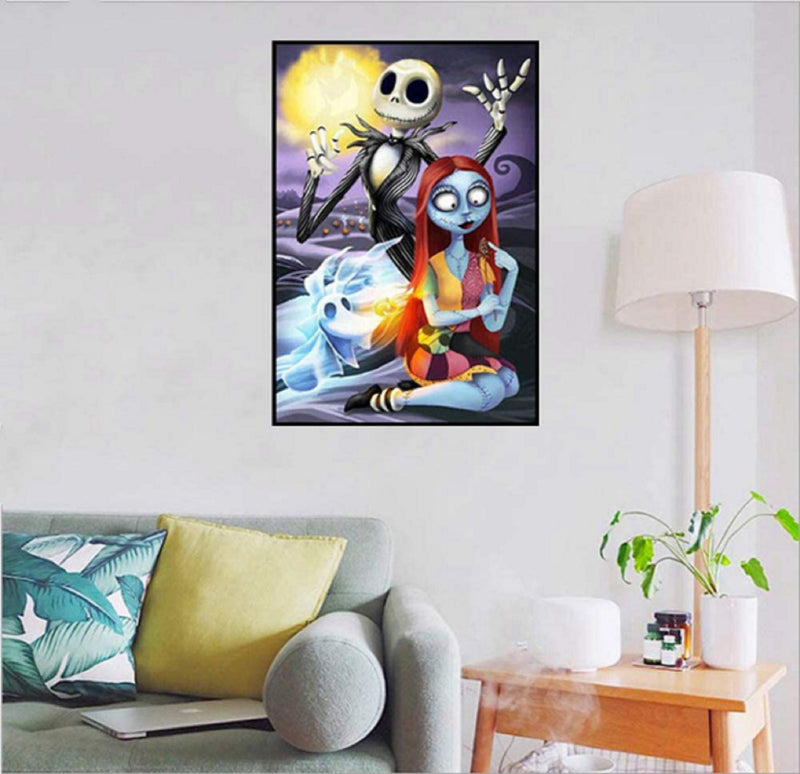 Round Full Drill DIY 5D Diamond Painting Nightmare Before Christmas - Jack and Sally - Halloween Decor - Halloween Gifts - Jack Skellington