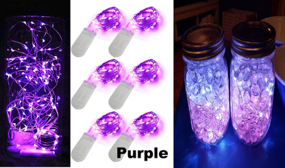 10 ft (30 LED) String Lights | Silvery Copper Wire | CR2032 Batteries Required and Included | DIY Lighting | 6 Color Choices