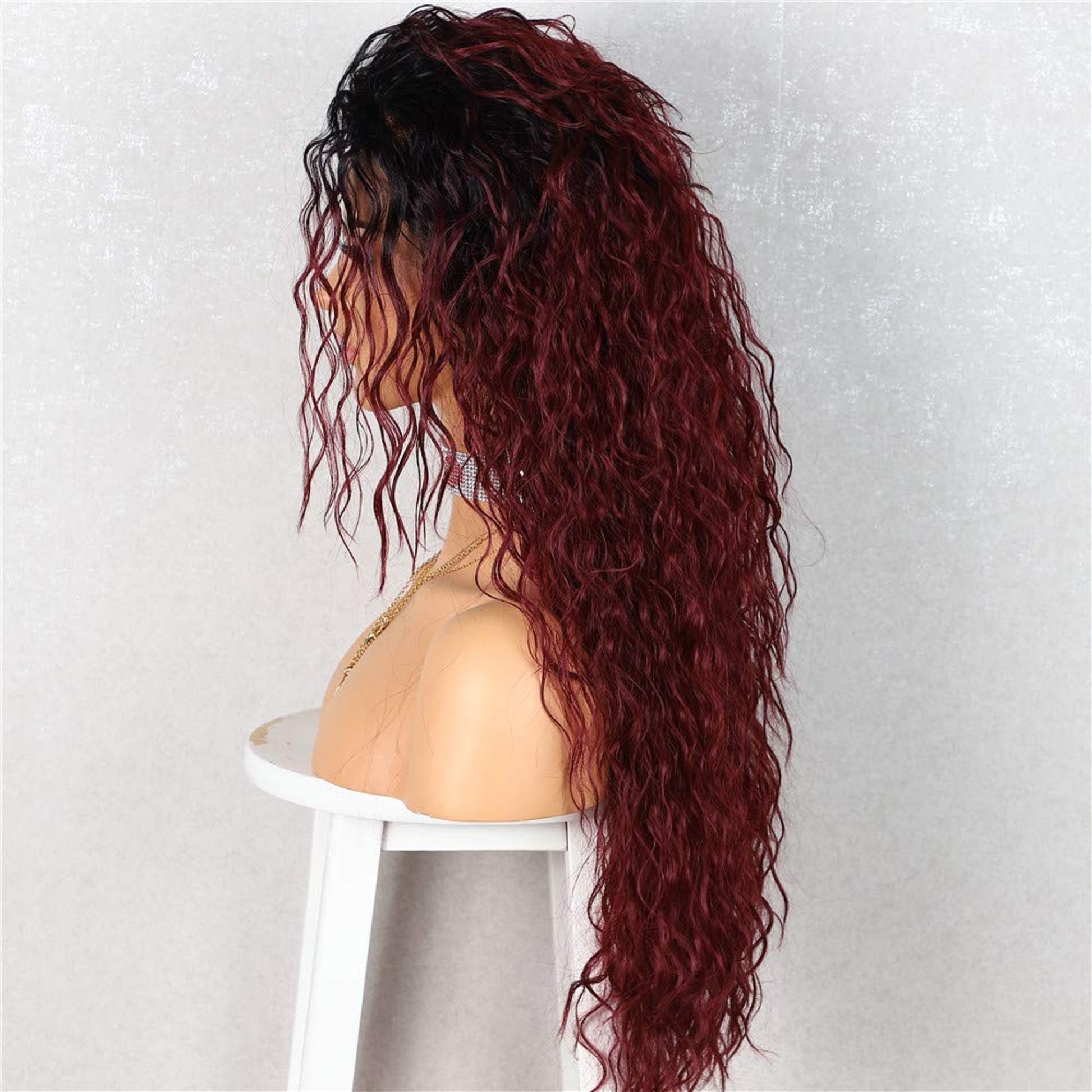 Black Wine Red Mixed Ombre Hand Dyed 26" Head Turner I Ladies Meet Brandy Your New Best Friend in a Wig Waiting to be Shipped to JUST YOU!