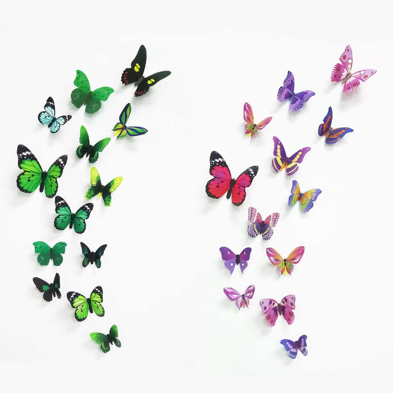 Butterfly Removable 3D Wall Decal 102 Butterfly stickers 3D Butterflies Wall Decals Child&#39;s Room Birthday DIY Project Flower Decorations