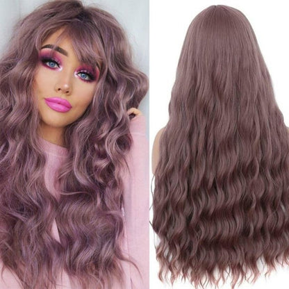 Purple Lavender Wavy 26"| Trendy Taro Purple Wig | Synthetic Top Quality Heat Resistant Fiber | Human Hair Feel  | Easy to Make Cat Ear Buns