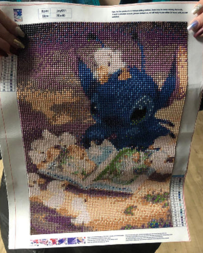 Duck and Stitch Adult Embroidery Arts Craft Home Decor Cartoon Anime Series 12 x 16 inch DIY 5D Diamond Painting by Number Kit Canvas