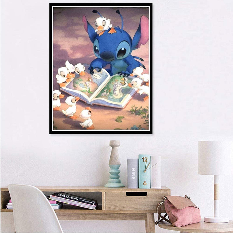 Duck and Stitch Adult Embroidery Arts Craft Home Decor Cartoon Anime Series 12 x 16 inch DIY 5D Diamond Painting by Number Kit Canvas