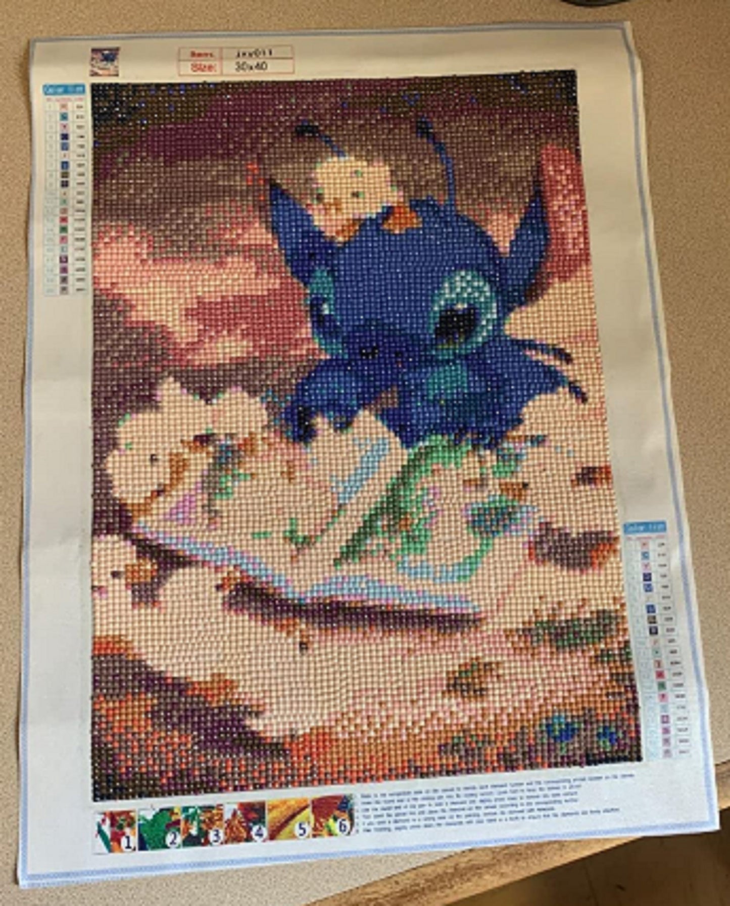 Duck and Stitch Adult Embroidery Arts Craft Home Decor Cartoon Anime Series 12 x 16 inch DIY 5D Diamond Painting by Number Kit Canvas