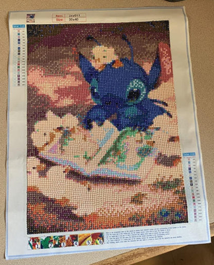 Duck and Stitch Adult Embroidery Arts Craft Home Decor Cartoon Anime Series 12 x 16 inch DIY 5D Diamond Painting by Number Kit Canvas