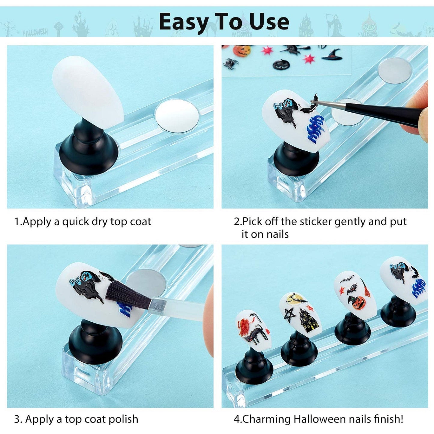 1200 Pieces Halloween Nail Art Stickers | Gothic | Day of the Dead | Cell Phone Bling | Dia De Los Muertos | Skull | Sugar Skull