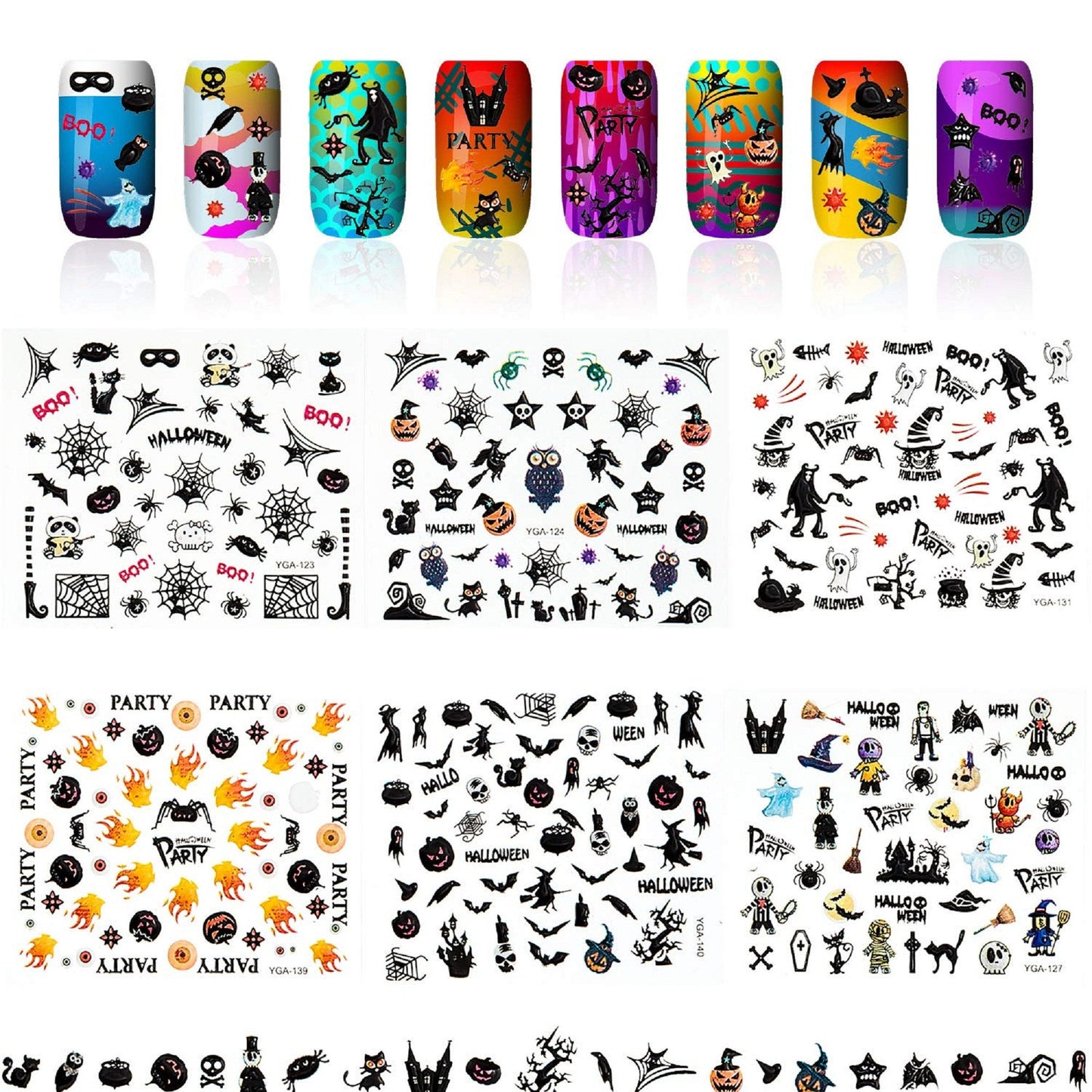 1200 Pieces Halloween Nail Art Stickers | Gothic | Day of the Dead | Cell Phone Bling | Dia De Los Muertos | Skull | Sugar Skull