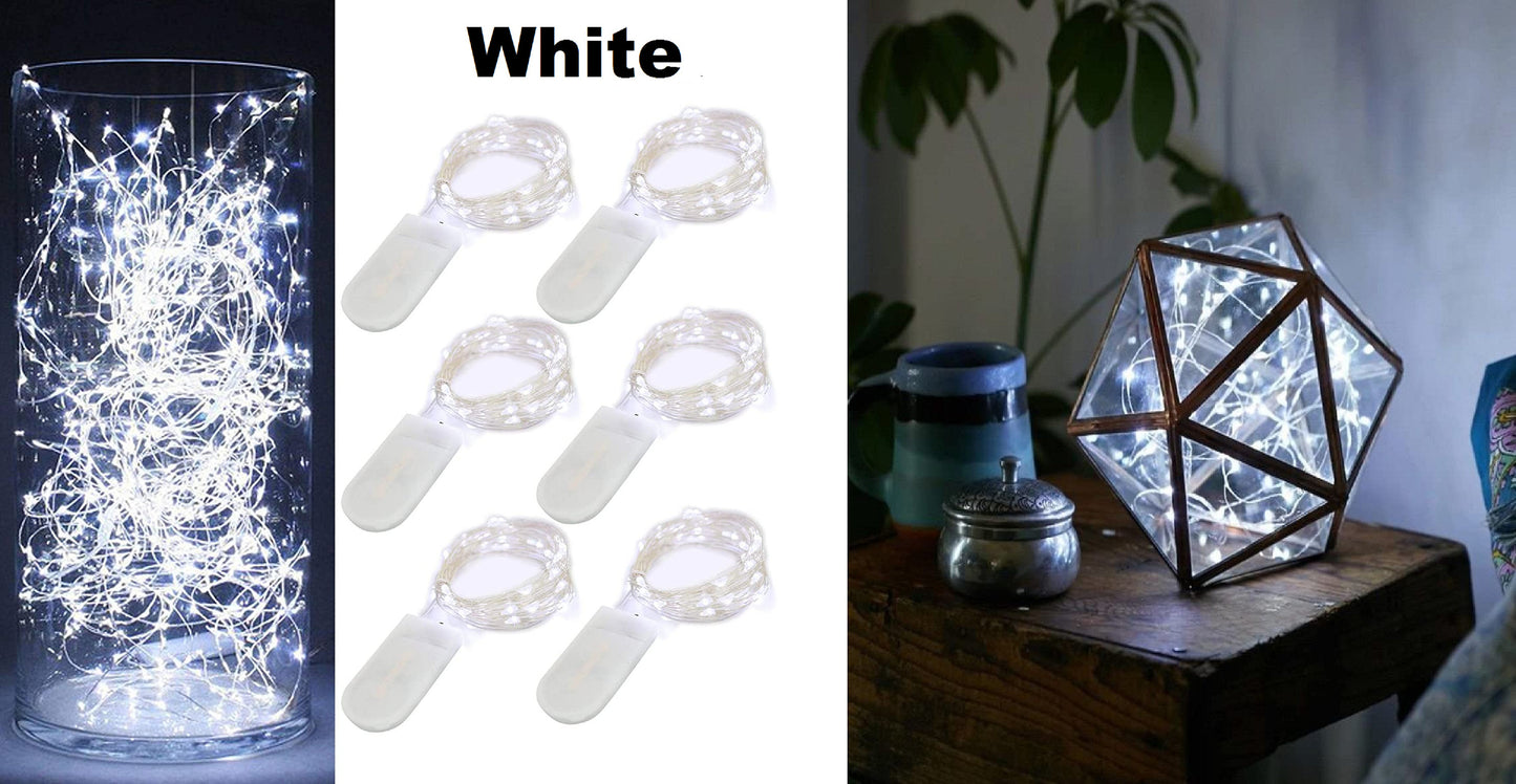 10 ft (30 LED) String Lights | Silvery Copper Wire | CR2032 Batteries Required and Included | DIY Lighting | 6 Color Choices