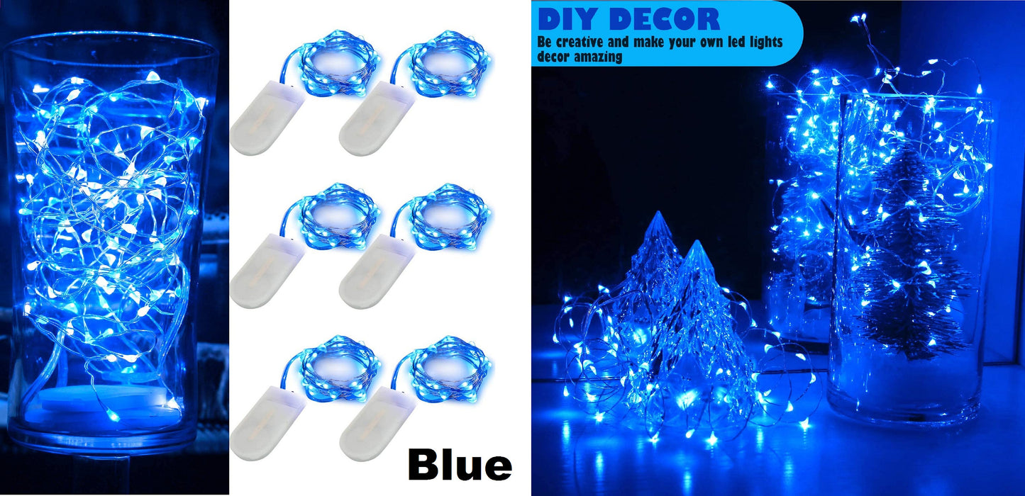 10 ft (30 LED) String Lights | Silvery Copper Wire | CR2032 Batteries Required and Included | DIY Lighting | 6 Color Choices
