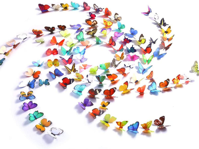 Butterfly Removable 3D Wall Decal 123 Butterfly stickers 3D Butterflies Wall Decals Child's Room Birthday DIY Project Flower Decorations