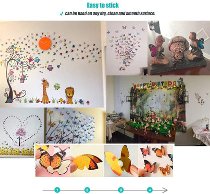 Butterfly Removable 3D Wall Decal 123 Butterfly stickers 3D Butterflies Wall Decals Child's Room Birthday DIY Project Flower Decorations
