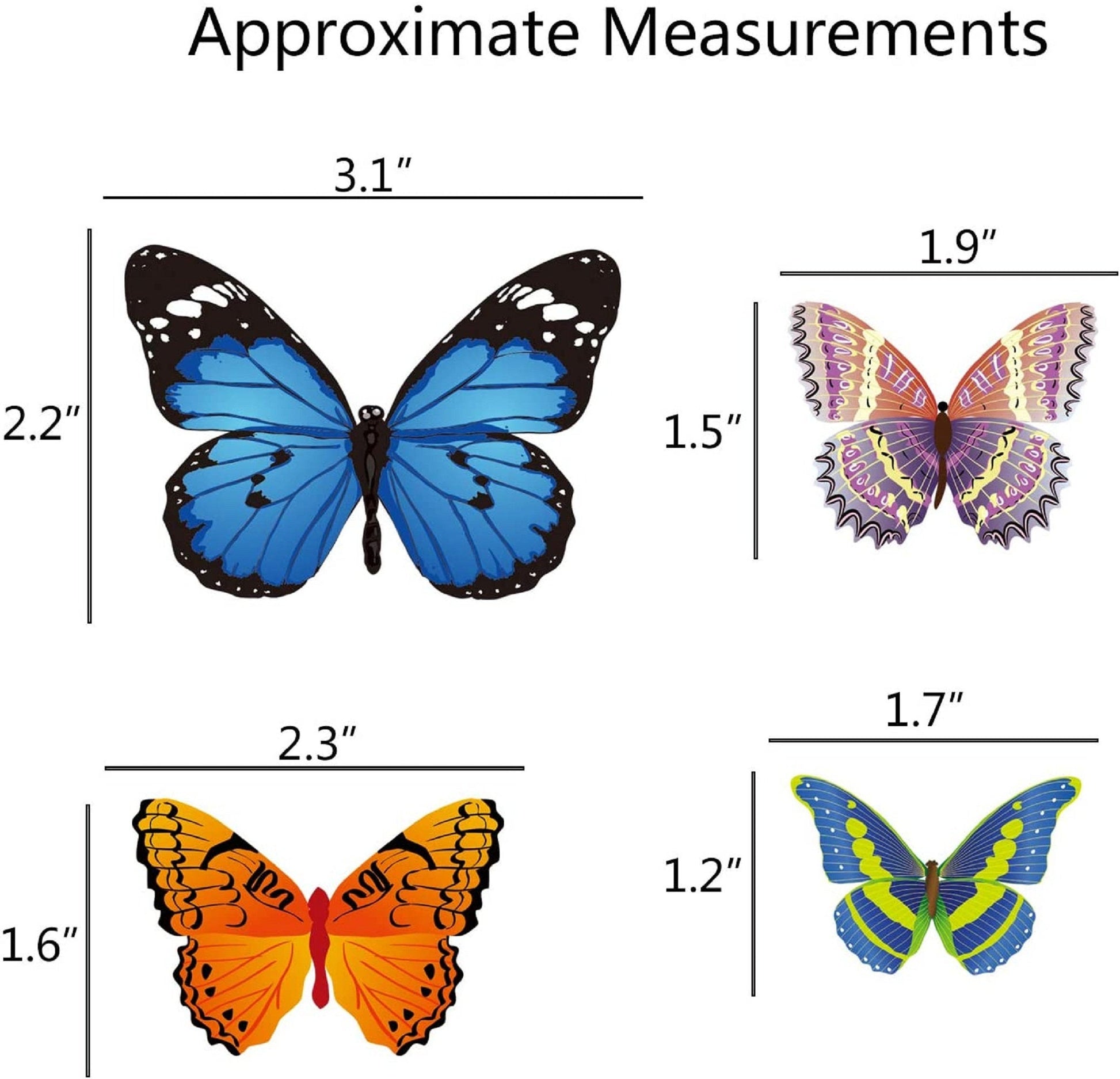 Butterfly Removable 3D Wall Decal 102 Butterfly stickers 3D Butterflies Wall Decals Child&#39;s Room Birthday DIY Project Flower Decorations