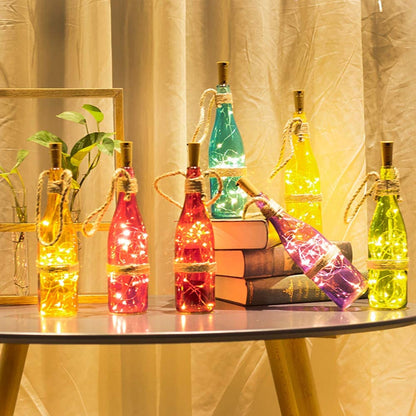 Copper wire  6.6ft & 20 Fairy Lights LED Wine cork lights Party Lights Wine Bottle lights Party Decor Christmas  Halloween Wedding Bar Decor