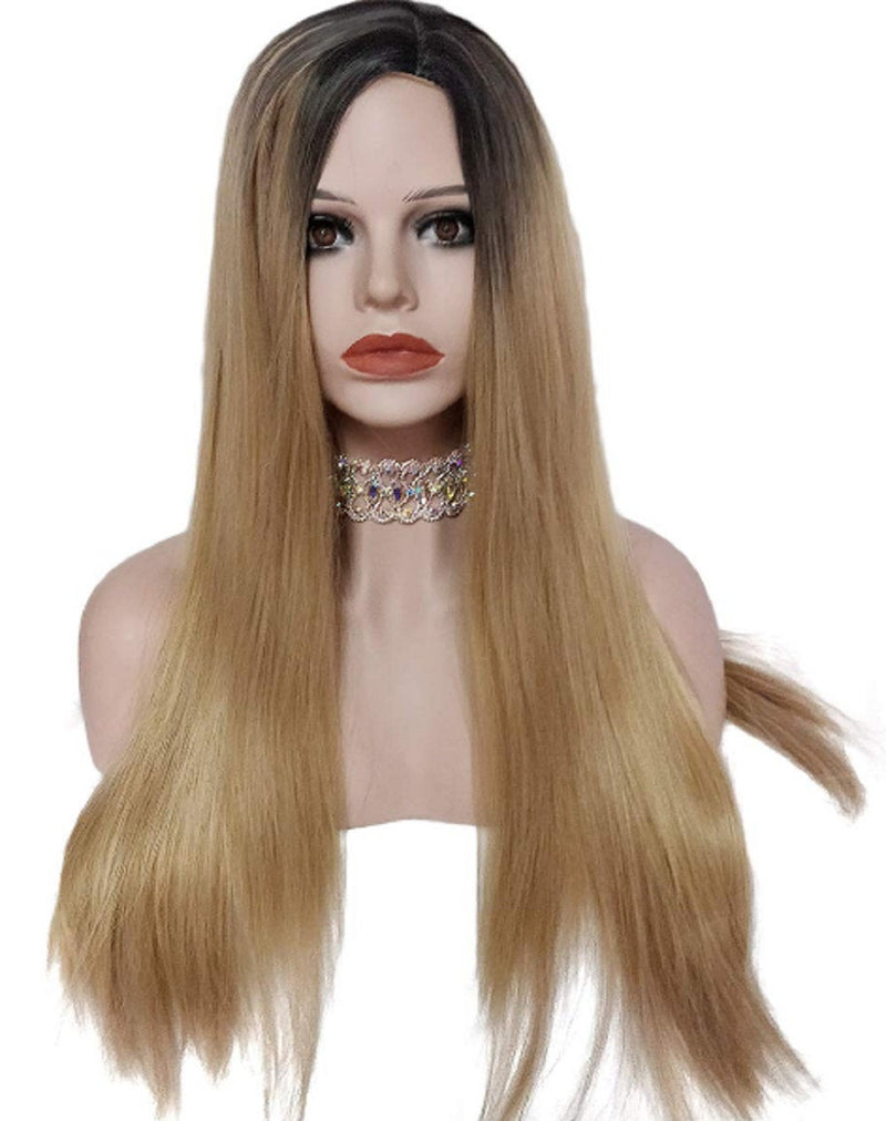 Ombre Black to Blonde Straignt 24" Synthetic Ready and Waiting to be Shipped to JUST YOU Halloween Blow Out Wig Sale Act Fast