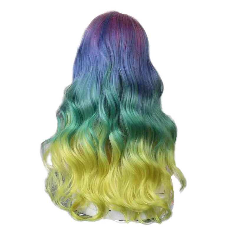 Trendy Wigs Rainbow Unicorn Deep Wave Synthetic 28" Heat Reistant Hot Trending Mermaid Wig