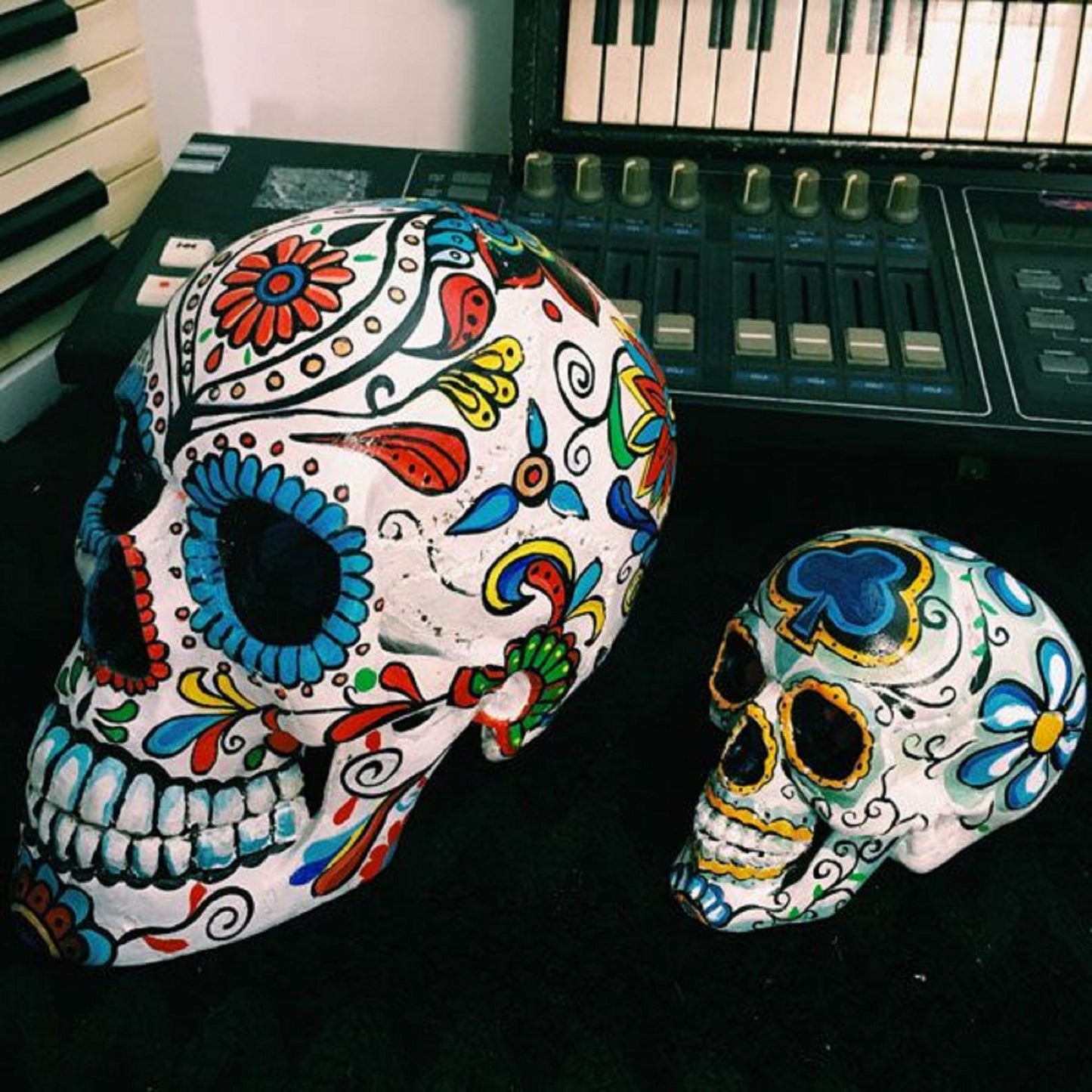 Day of the Dead Sugar Skull Floral Black Skeleton Web Red Roses Full Face Mask Halloween Costume or Dia De Los Muertos Celebration DIY