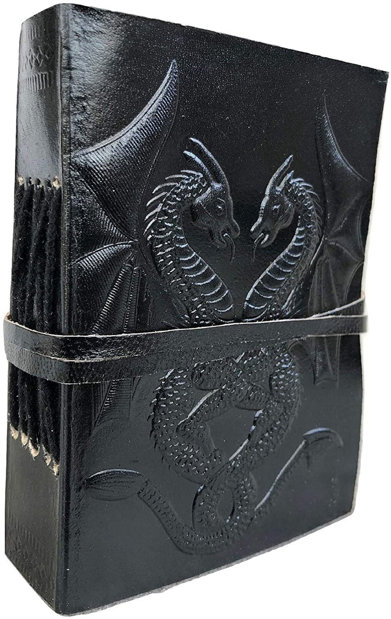 Handmade Vintage Leather Double Dragon Bound Journal Notebook Diary Sketchbook Travel Office Thought Blank Book