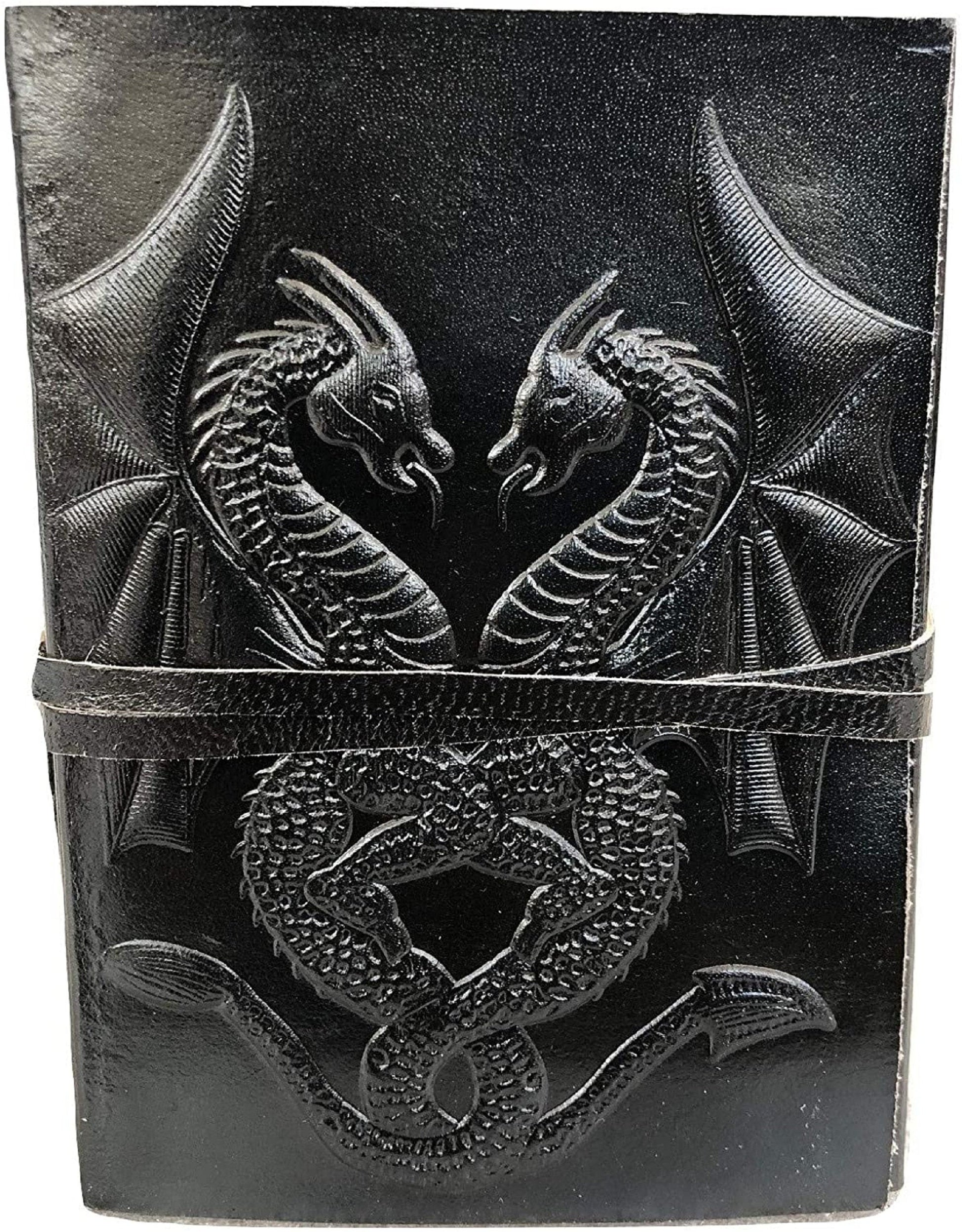 Handmade Vintage Leather Double Dragon Bound Journal Notebook Diary Sketchbook Travel Office Thought Blank Book