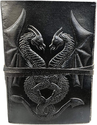 Handmade Vintage Leather Double Dragon Bound Journal Notebook Diary Sketchbook Travel Office Thought Blank Book