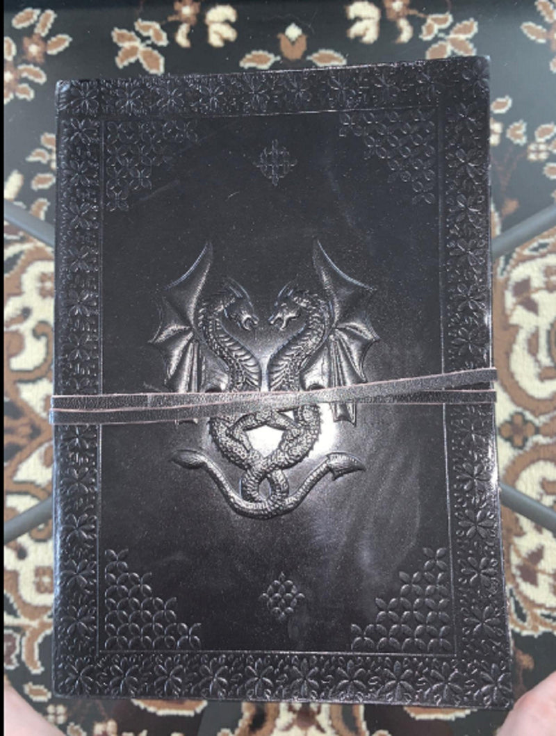 Handmade Vintage Leather Double Dragon Bound Journal Notebook Diary Sketchbook Travel Office Thought Blank Book