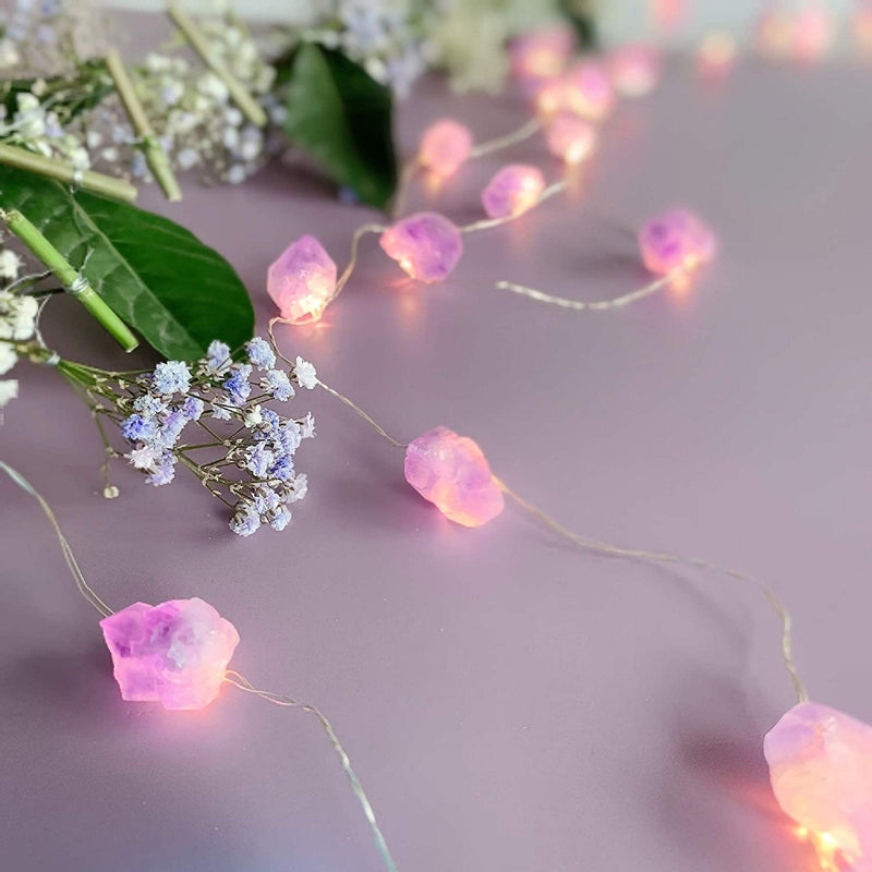 Amethyst Natural Crystal LED String Lights 10FT 30LEDs for Summer, Valentine's Day, Wedding, Birthday Party, Bedroom. Christmas Decoration