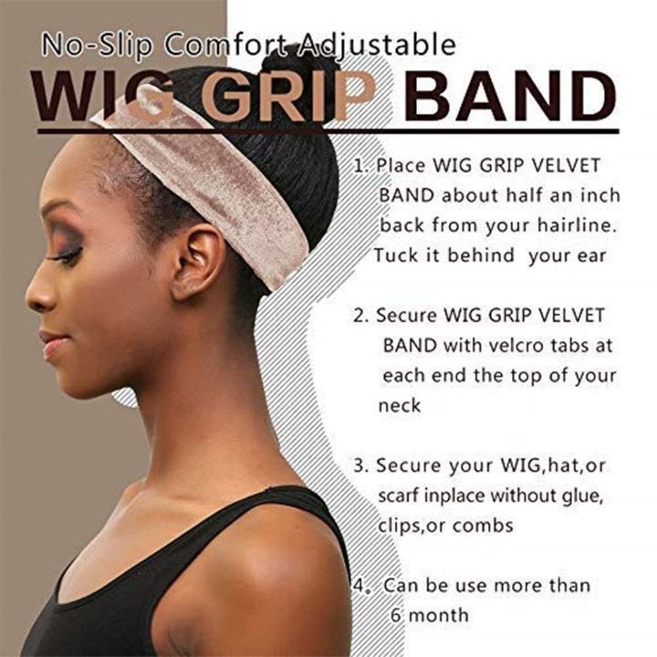 Edge Saver Soft Velvet Wig Grip Band | Fasten your Wig, Scarf, Hijab securely without glue tape clips or comb | Prevent Wig Slippage All Day