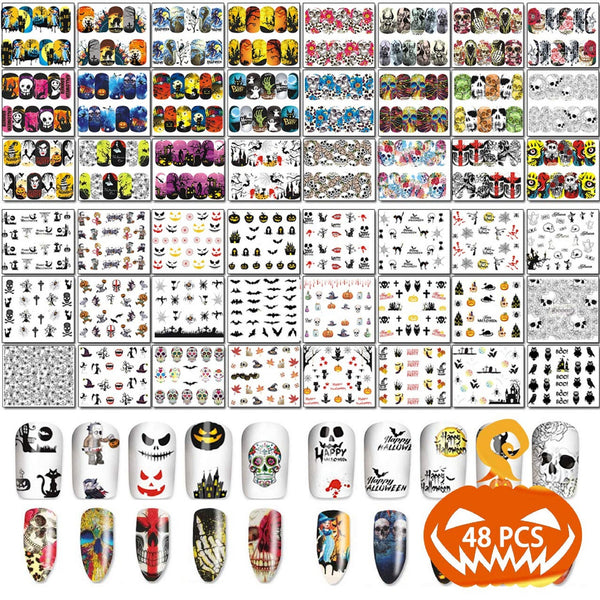 Ghost | Skull | Sugar Skull | Nail Art Stickers | Halloween | Gothic | Day of the Dead | 48 Sheets | Nail Art Decals | Dia De Los Muertos