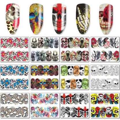 Ghost | Skull | Sugar Skull | Nail Art Stickers | Halloween | Gothic | Day of the Dead | 48 Sheets | Nail Art Decals | Dia De Los Muertos