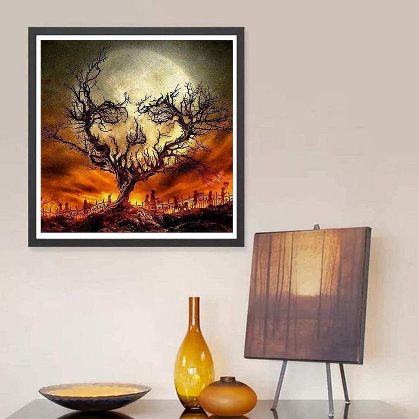 Skull Twig Moon DIY 5D Diamond Painting by Number Kit Canvas 12"X12"