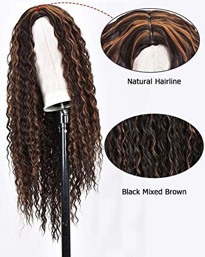 Trendy Wig Wet and Wavy Kinky Brown on Black Ombre Heat Resistant Natural Human Hair Feel Synthetic Wig 26 Inches +/- Free Shipping Included