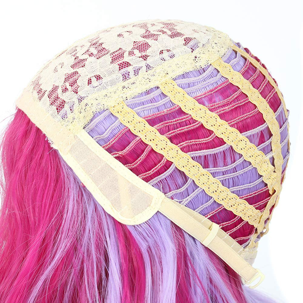 Multi-Color Pastel Rainbow | Charming Lolita | Rave Party | Pink and Light Lavender | Mixed Ombre 24" | Cosplay, Drag Queen Hair, Luxury Wig