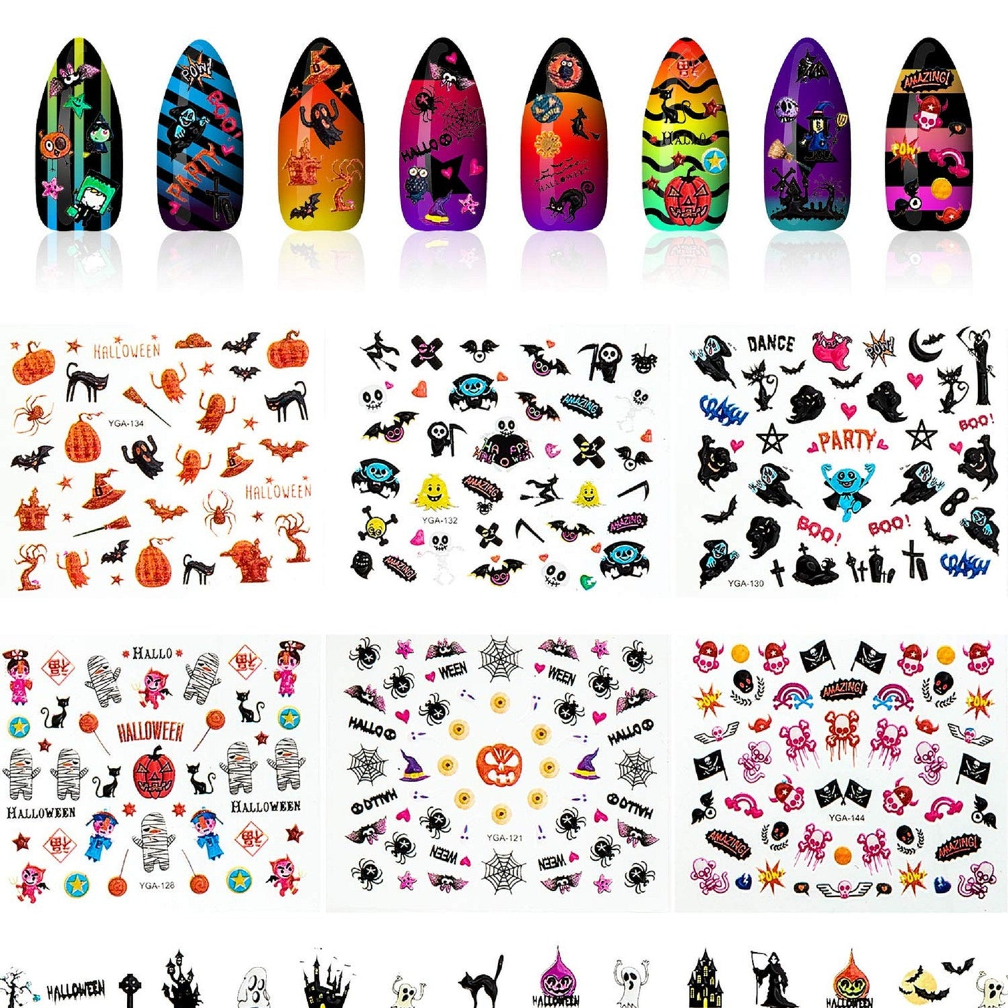 1200 Pieces Halloween Nail Art Stickers | Gothic | Day of the Dead | Cell Phone Bling | Dia De Los Muertos | Skull | Sugar Skull