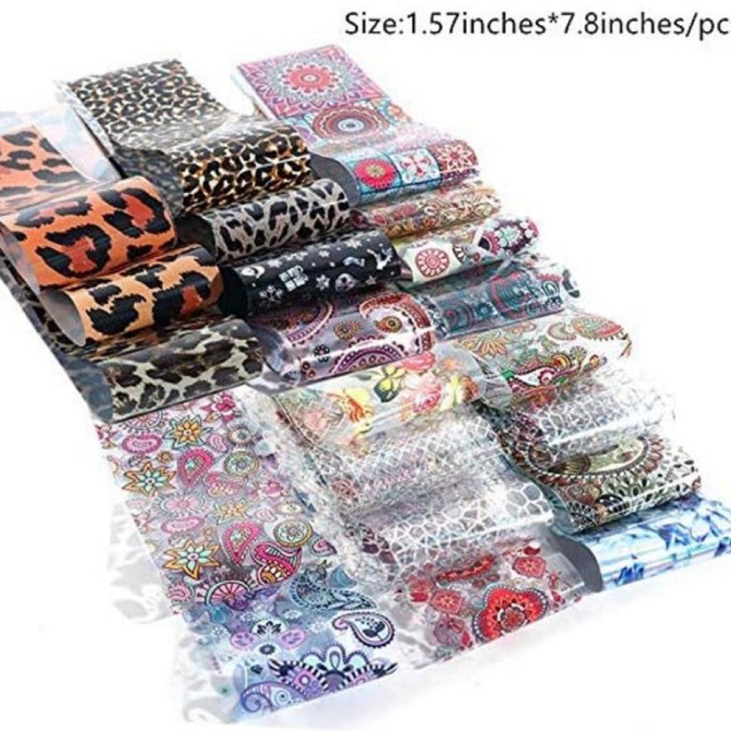 Leopard Print | Gold | Silver | Cheetah Print | Flowers | Nail Foil Transfers | DIY Nail Art Supplies | 50 Sheets | Nail Art Decal