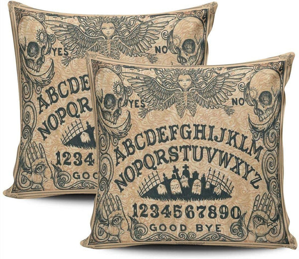Ouija Board Horror Movie Square  Linen Pillow Covers No Inserts Included Both Sides Printed Set of 2 Choose Your Size From 16X16 to 26X26