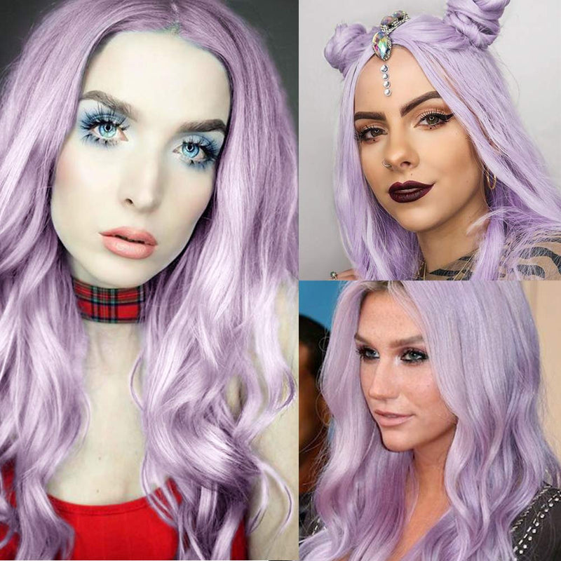 Light Lilac Purple Wavy Heat Resistant 26" | Trendy Wigs | Synthetic Top Quality Heat Resistant Fiber | Human Hair Feel