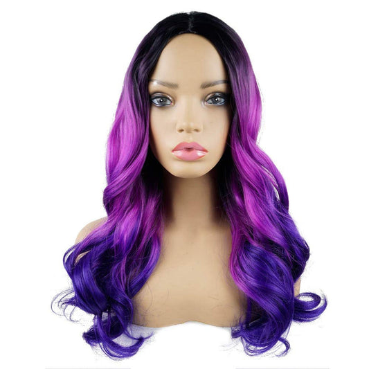Purple Tri-Tone Ombre | Big Wave | 24&quot; Synthetic | Human Hair Feel | Drag Queen | Trendy Custom Styled | Stage Performer Wig