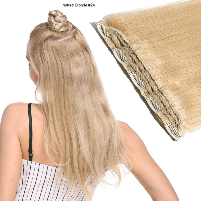 Human Hair Clip in Extensions One Piece 5 Clips Choose Color to Match Your Hair or Create a New Look while adding Volume to your Style 16"