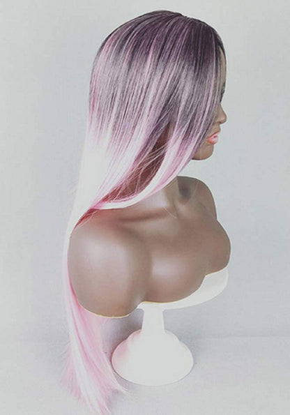 Ombre Black to Pastel Pink Straignt 26" Synthetic Ready and Waiting to be Shipped to JUST YOU Halloween Blow Out Wig Sale Act Fast