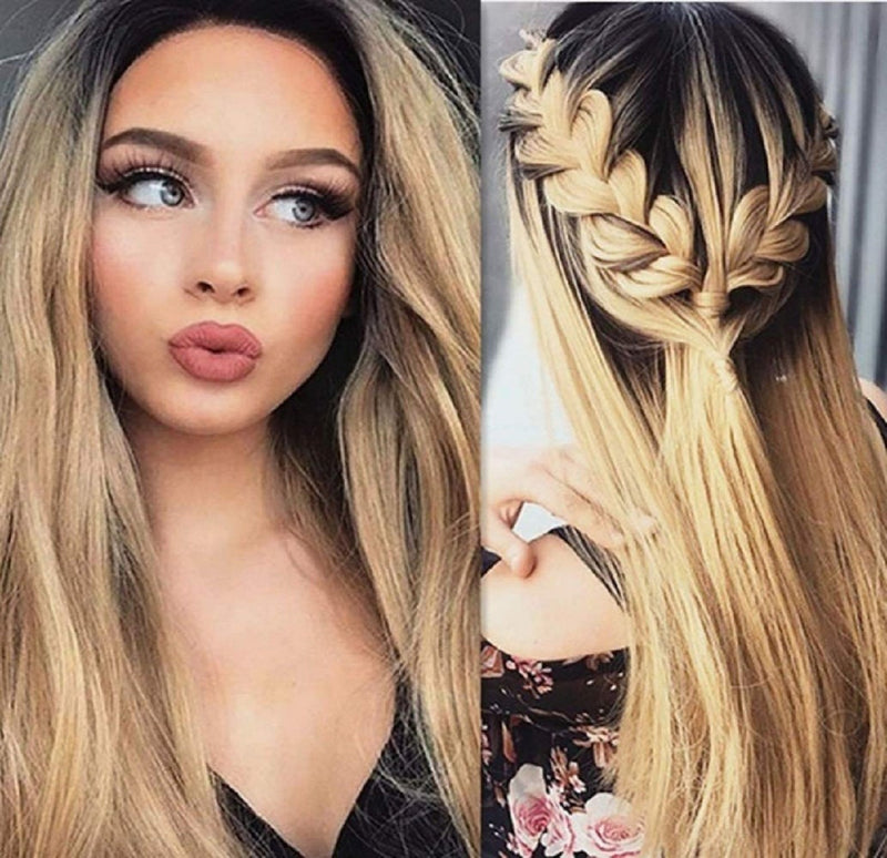 Ombre Black to Blonde Straignt 24" Synthetic Ready and Waiting to be Shipped to JUST YOU Halloween Blow Out Wig Sale Act Fast