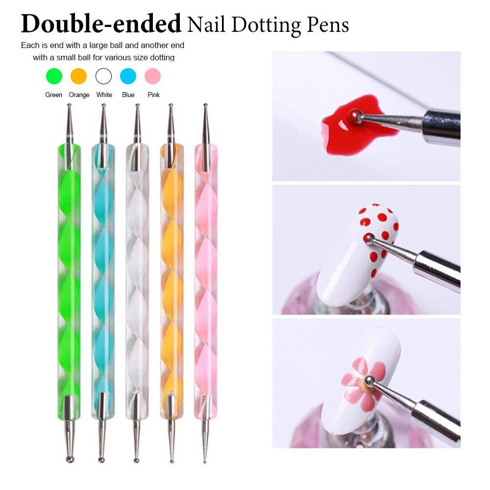 Nail Supplies Set, Nail Brushes Polish Kit, Double-Ended Dotting Pens, Butterfly Nail Glitter Sequins, Manicure Tapes, Nail Paillette Foil