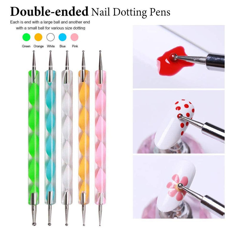 Nail Supplies Set, Nail Brushes Polish Kit, Double-Ended Dotting Pens, Butterfly Nail Glitter Sequins, Manicure Tapes, Nail Paillette Foil