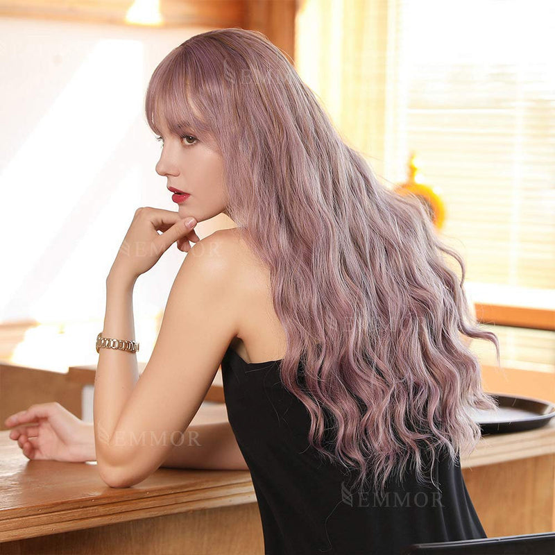 Dusty Pink Purple Wavy 26" | Trendy Wigs | Synthetic Top Quality Heat Resistant Fiber | Human Hair Feel | Instant Hair Style Transformation