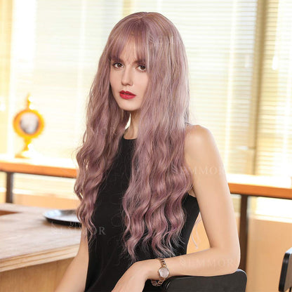 Dusty Pink Purple Wavy 26" | Trendy Wigs | Synthetic Top Quality Heat Resistant Fiber | Human Hair Feel | Instant Hair Style Transformation