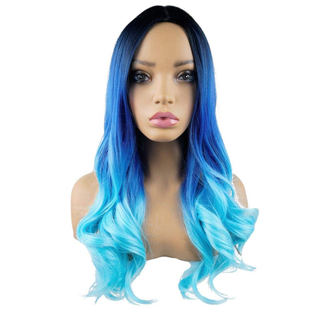 Blue Ocean Wave Long Big Wave Synthetic Heat Resistant Wig 24" | Wig Cap Included | Free Shipping