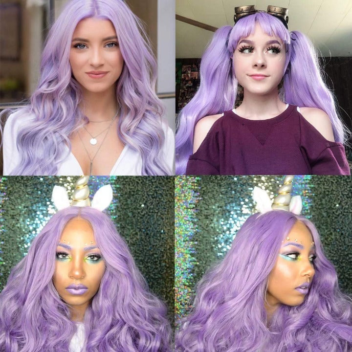 Light Lilac Purple Wavy Heat Resistant 26" | Trendy Wigs | Synthetic Top Quality Heat Resistant Fiber | Human Hair Feel