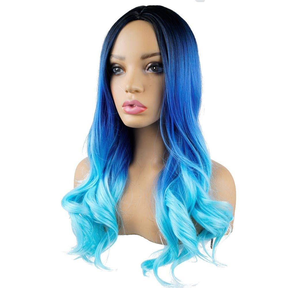 Blue Ocean Wave Long Big Wave Synthetic Heat Resistant Wig 24" | Wig Cap Included | Free Shipping